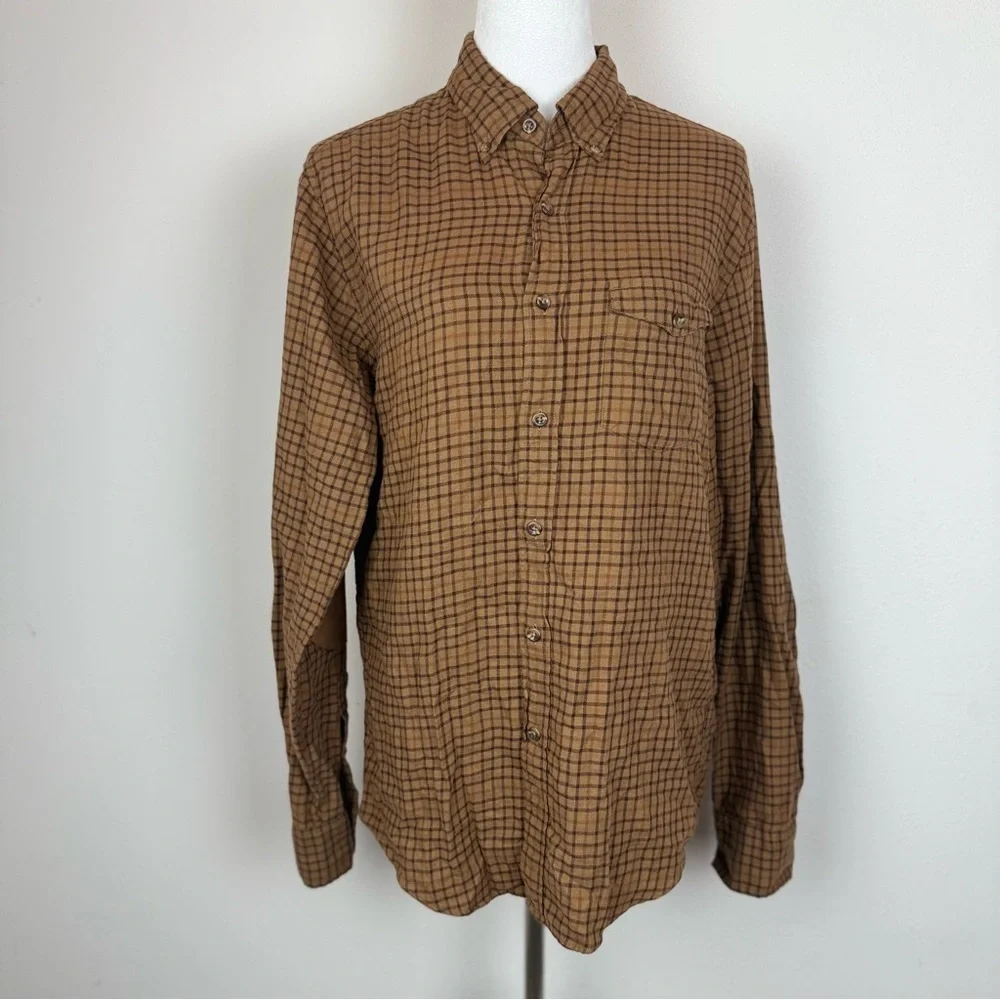 J.Crew Slim Fit Brown Plaid Shirt Size M Wool Cotton‎ Blend Re-Imagined